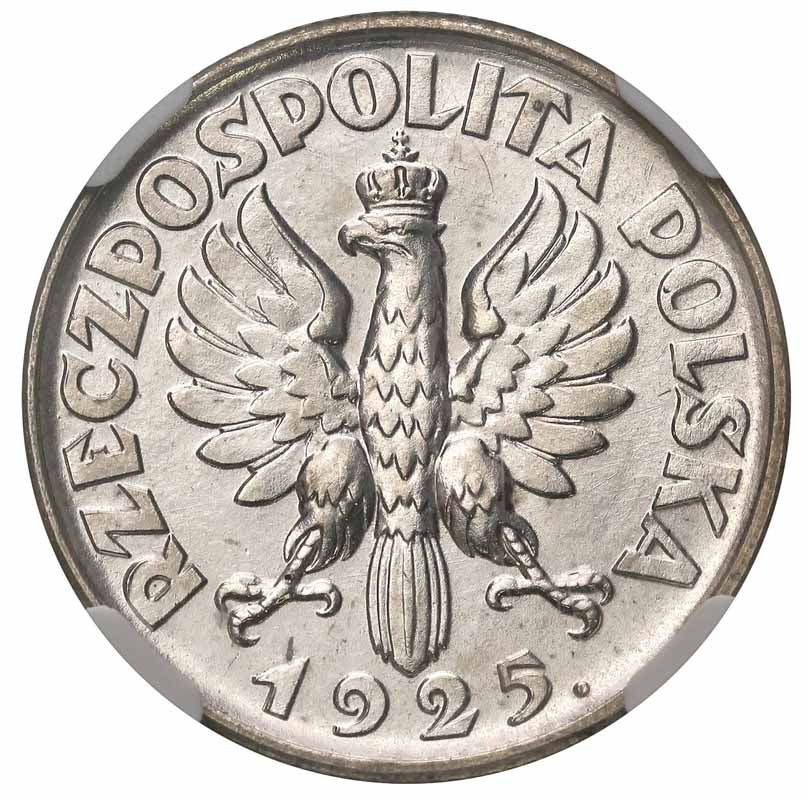 ll RP. 1 złoty 1925, Londyn, srebro, NGC SPECIMEN, UNIKAT, z kolekcji H. Karolkiewicza